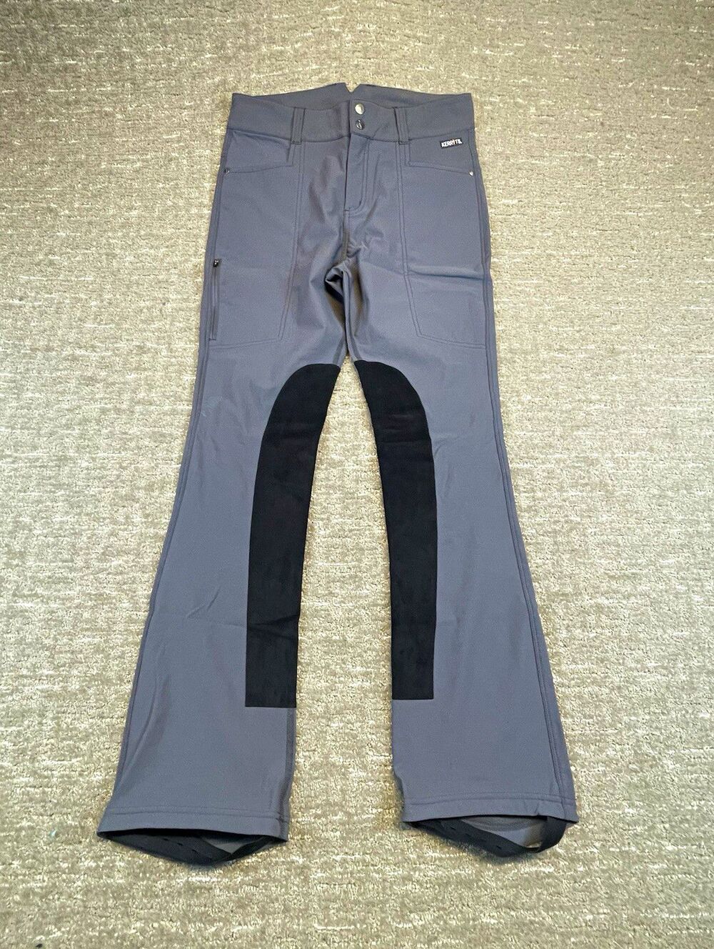 Kerrits Women's Knee Patch Riding Breeches Gray/Black Size M Nylon cowgirl horse